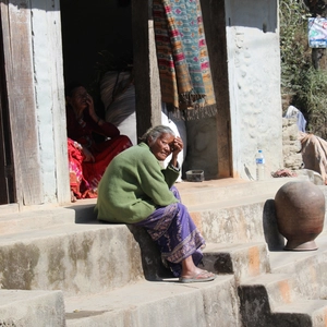 Old lady on the way to Nagarkot Hike
