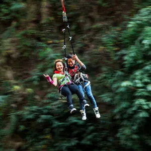 Girls Doing Tandem Swing or Bungee at The Last Resort Nepal