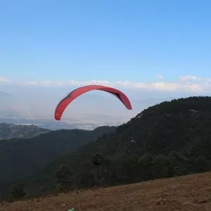 Paragliding take-off from Godawari Kathmandu Paragliding